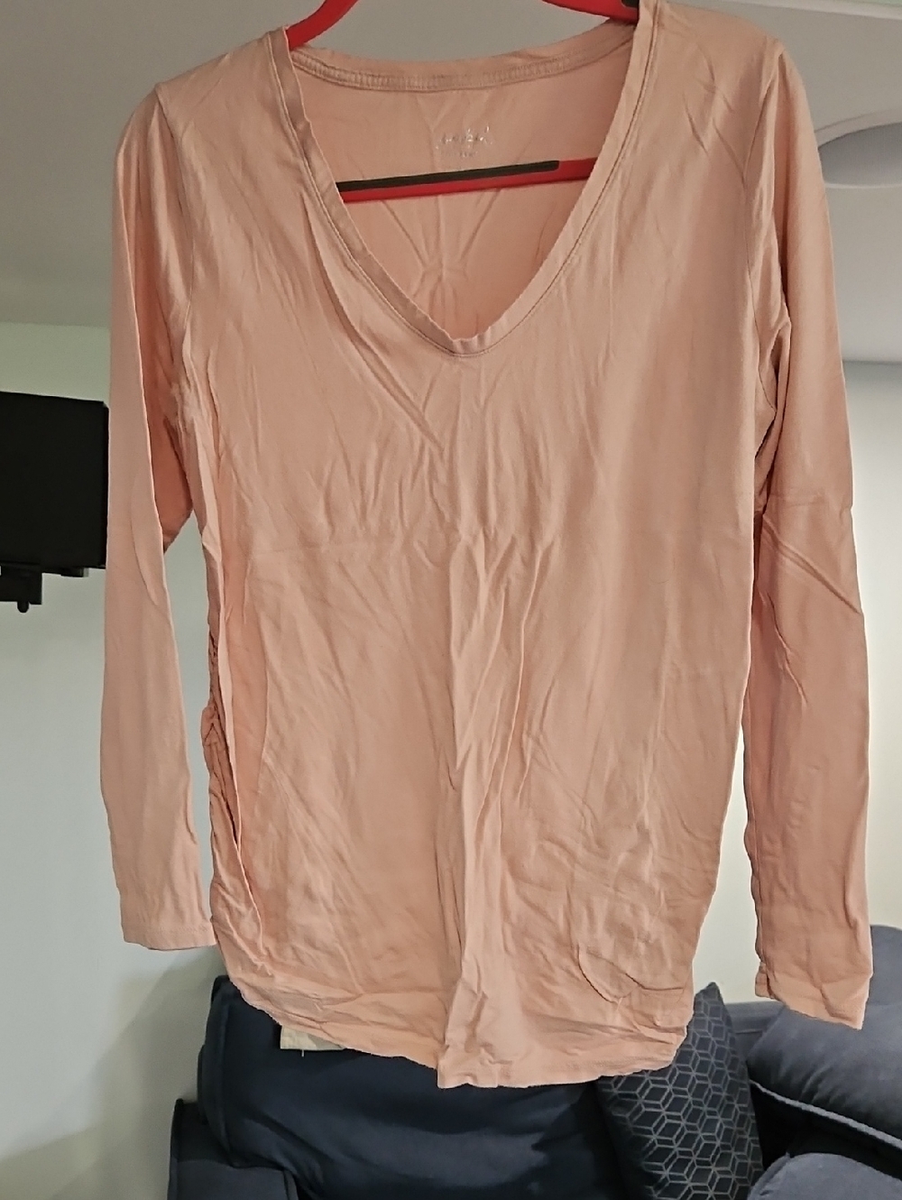 Maternity Women's Long Sleeve V-Neck Top - Blush Pink